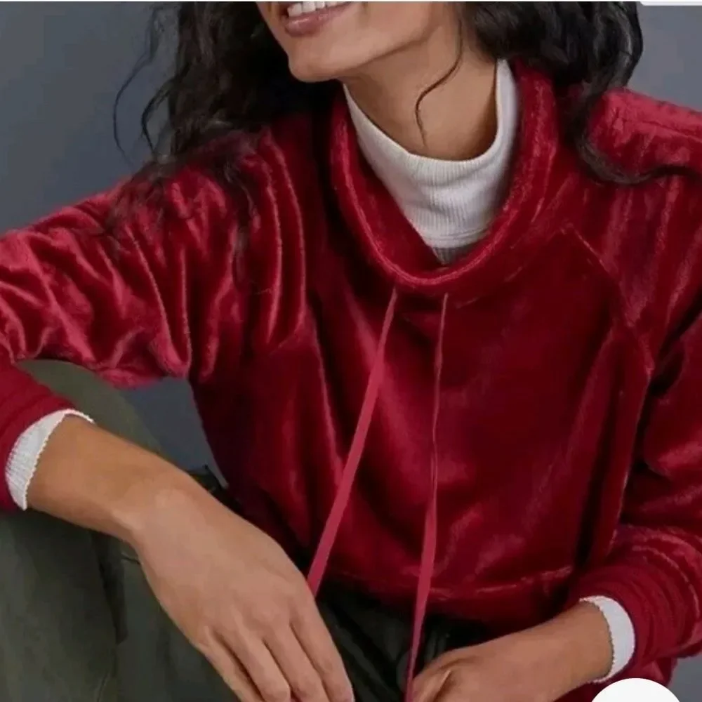 NWT Anthropologie Mairead Mock Neck Furry Velour Pullover Size M